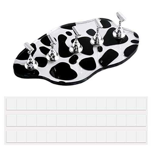 1Set Acrylic Nail Stand with 42pcs Reusable Putty Metal Nail Holder for White