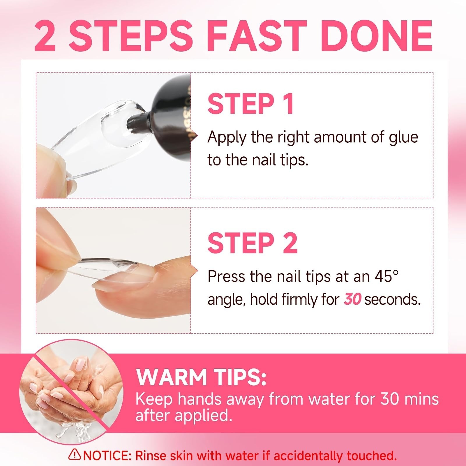 UNA GELLA No Lamp Needed Nail Glue for Press Ons 10ml 2pcs Super Strong