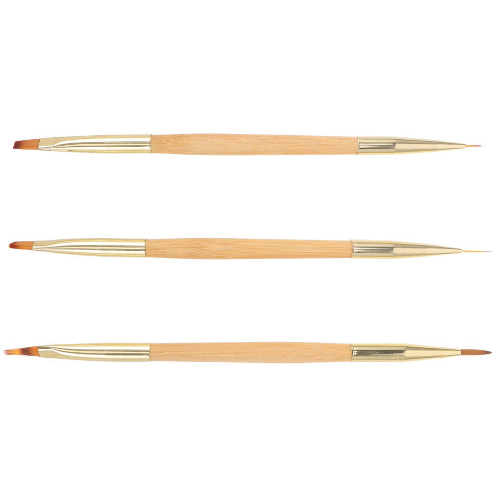 3Pcs Multi Functional Manicure Art Tools Khaki Nail Sculpting Brush Set