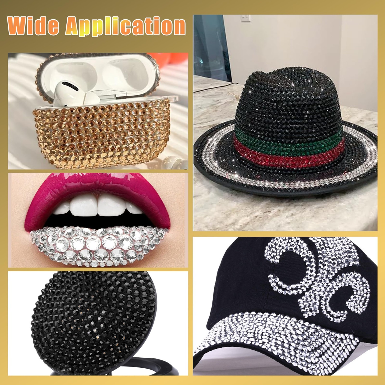 22000 Pcs Mixed Black Silver Gold Flatback Pearls and Rhinestones Bedazzling …