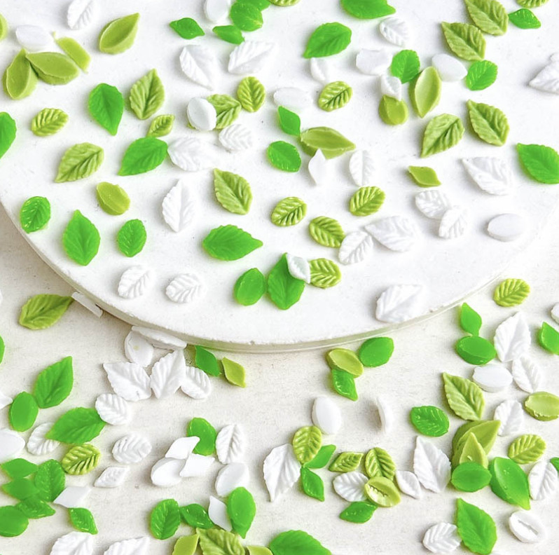 20Pcs Mixed Nail Art Charms Jewelry Accessories Resin Spring Green Leaf NH25