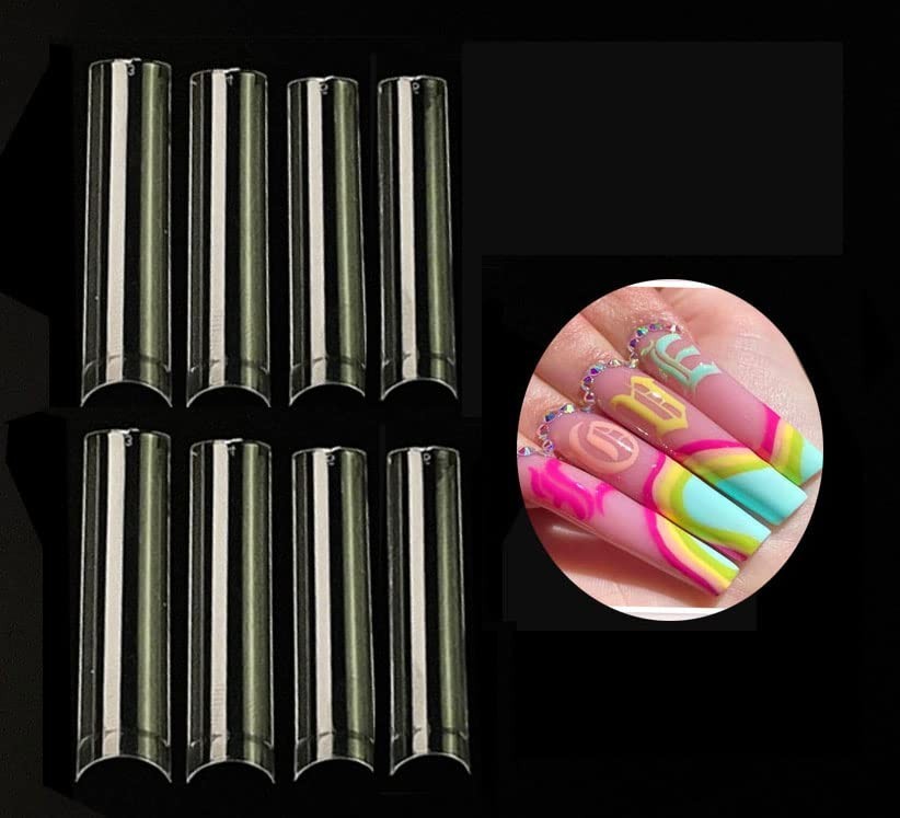 No C curve XXL Square Nail tips size 4,5,6,7, 600pcs per bag Clear Acrylic Na…