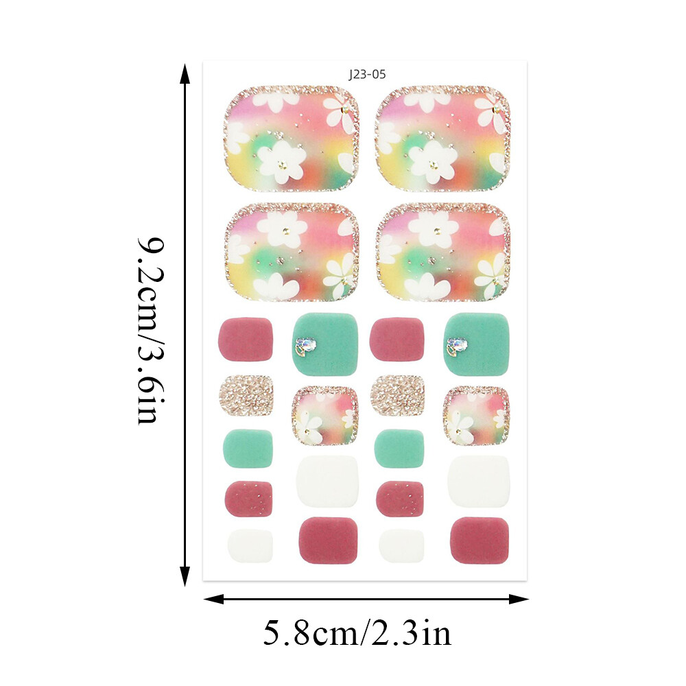 Full Size Nail Wraps Stickers Polish Toe Manicure Art Self Stick Decor 3D Decals