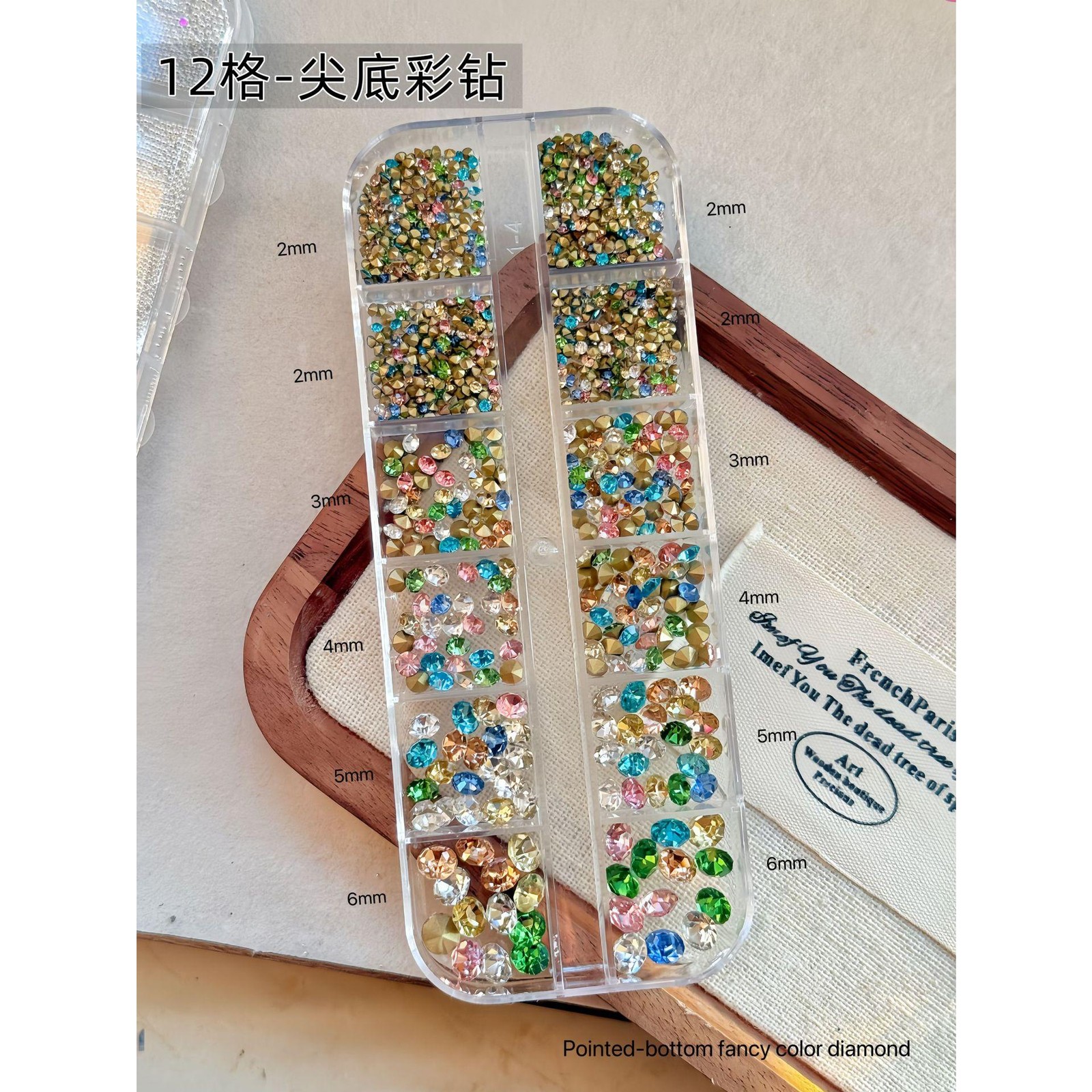 2-6MM Pointed-Back Nail Rhinestones, Candy Color Mini Crystals Stacking Nail Art