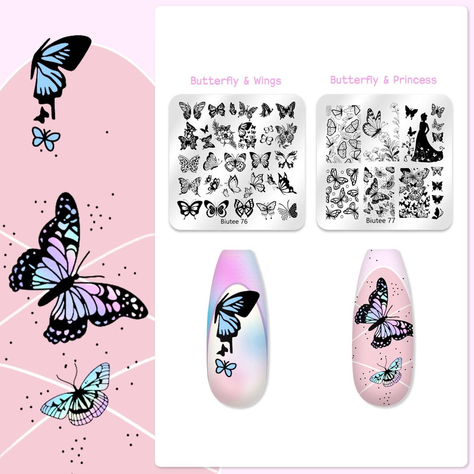 16Pcs Nail Stamping Kit with 8 Colors Polish Gel, Stamper, Scraper & Storage Bag