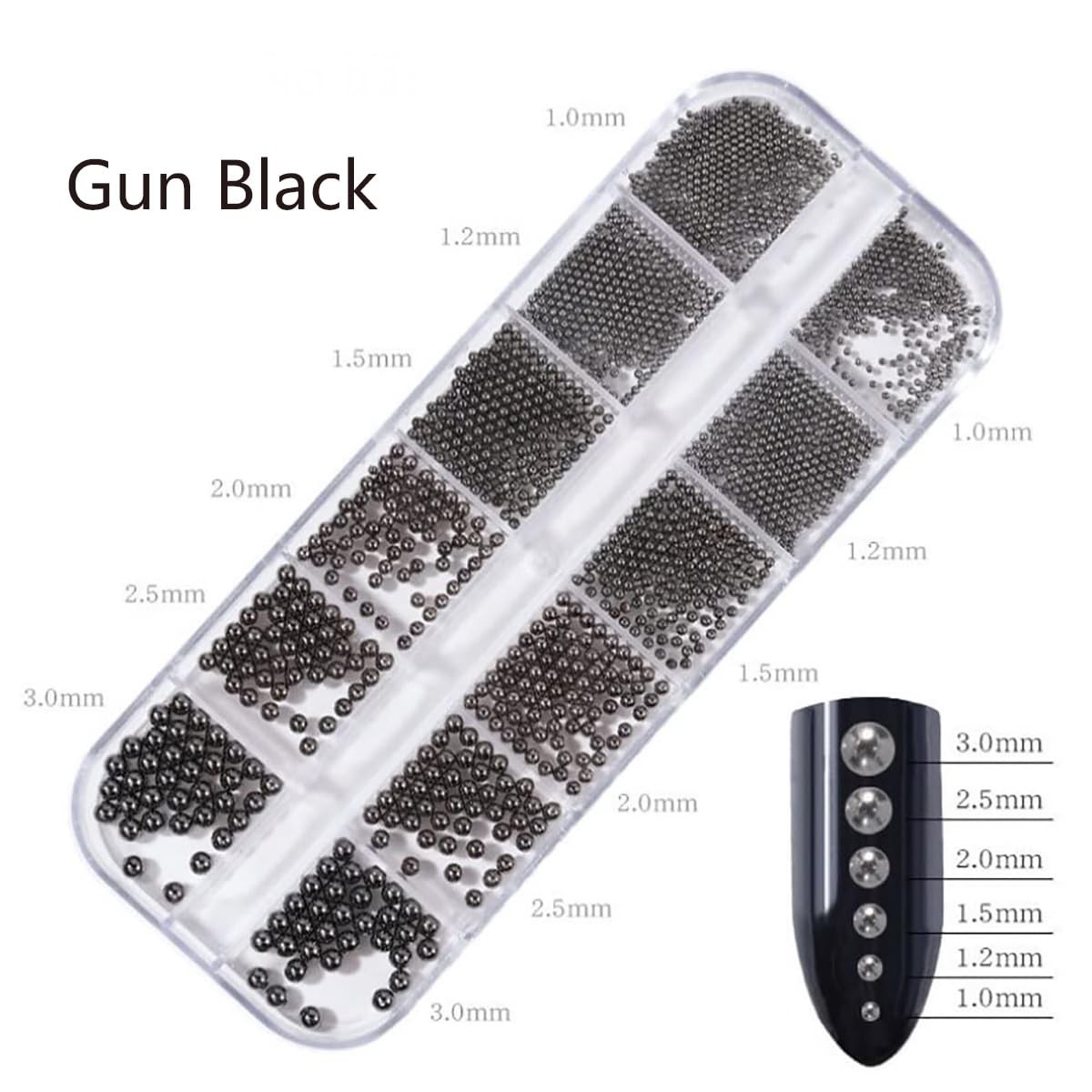 0.8mm Mini Small Nail Beads Stainless Steel Beads Black Nail Charms Nails Art…
