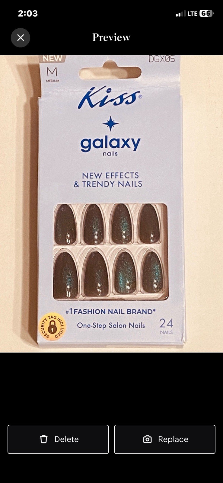 Kiss Galaxy Glue-On Color Shift Nails Iridescent Blue Retail Carton 36 Packs