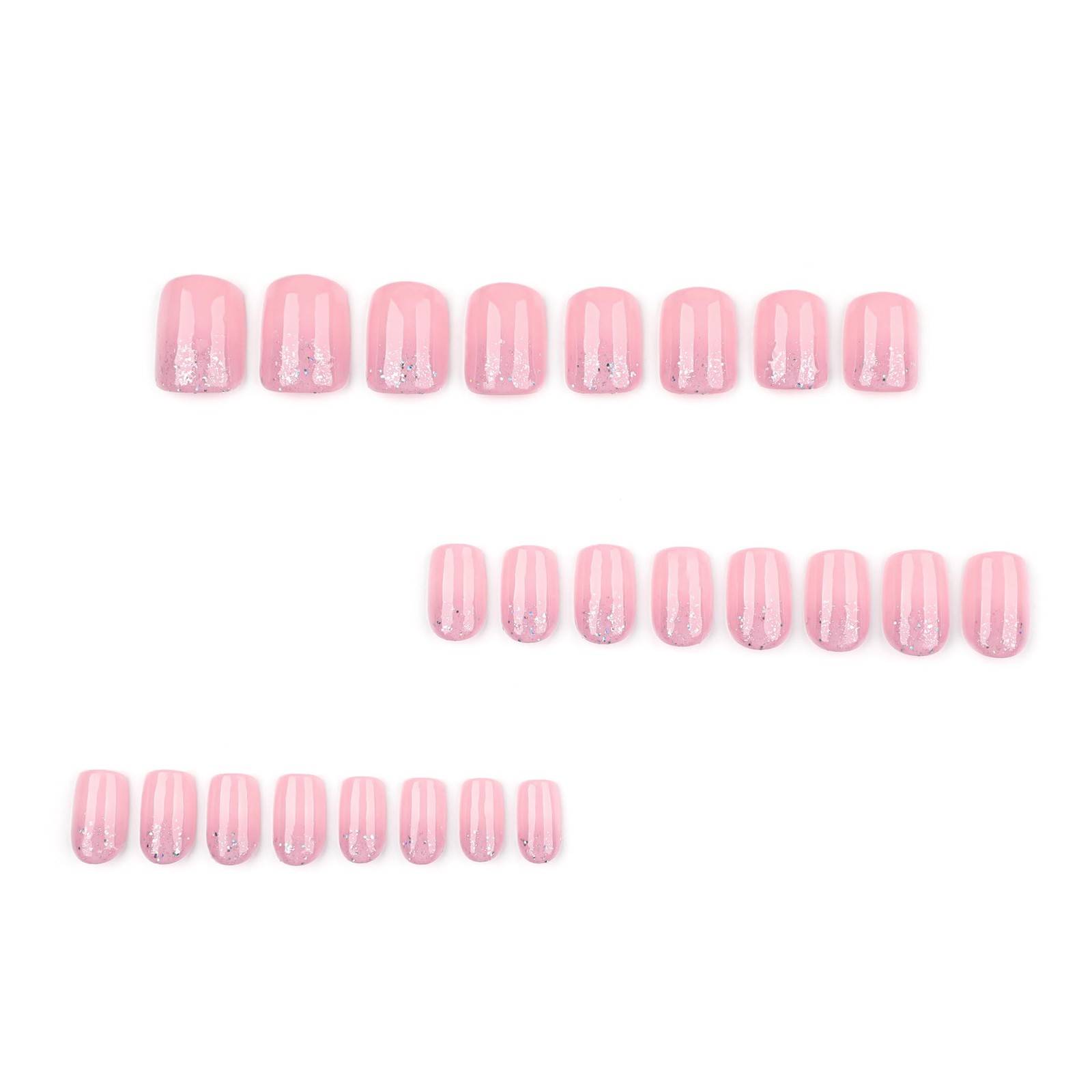 XZMeiLun Nude Pink Press on Nails Short Square Round, Base Glitter Design, Re…