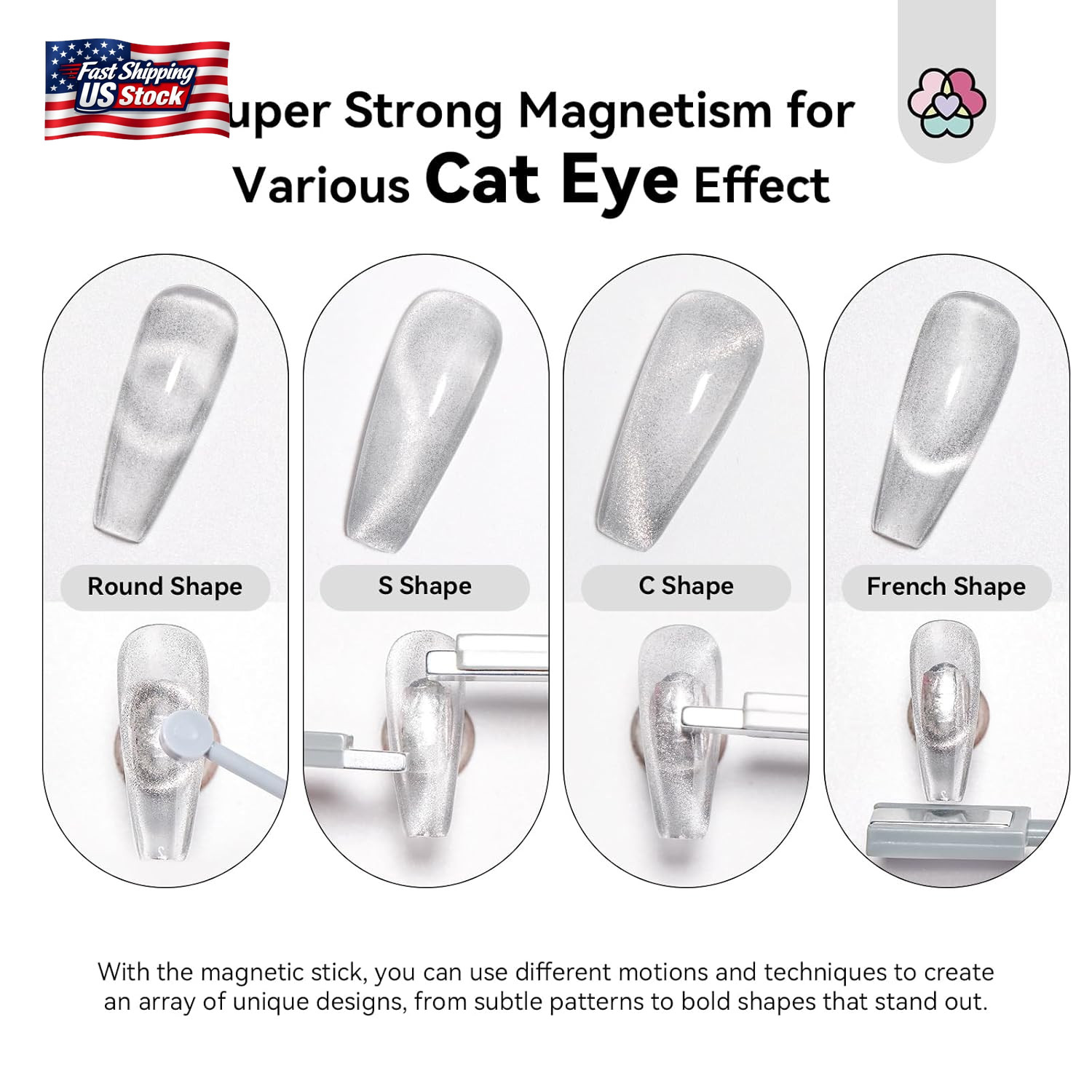 SAVILAND Cat Eye Magnet for Nails: 9PCS Cat Eye Gel Nail Polish Magnet Nail Art
