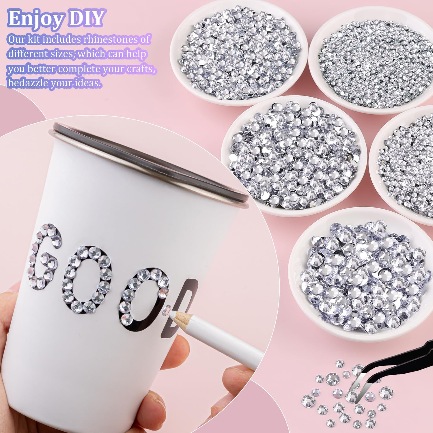 30000Pcs Clear Rhinestones for Bedazzling with B7000 Jewelry Glue, Bedazzler