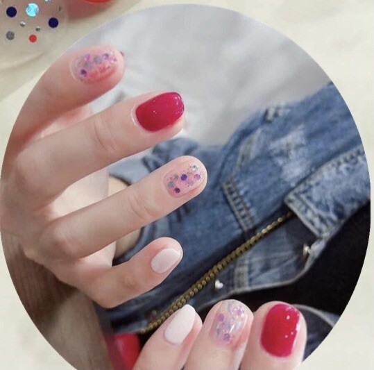 RED WHITE TRANSPARENT GLITTER NAIL POLISH WRAP STRIP STICKER 🇺🇸 Ships from US