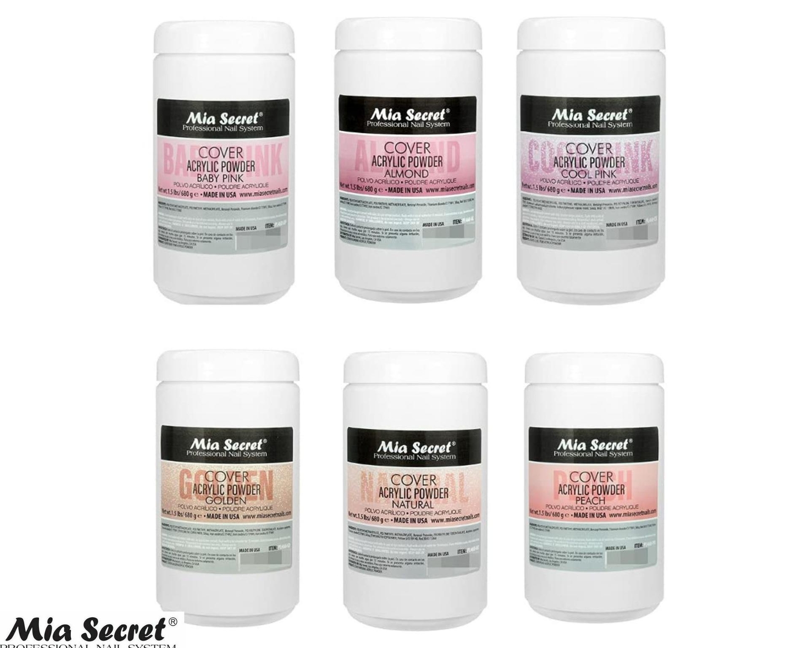 Mia Secret COVER (Baby Pink/Cool Pink/Natural/Peach/Almond/Golden) -1.5LB; 6pc