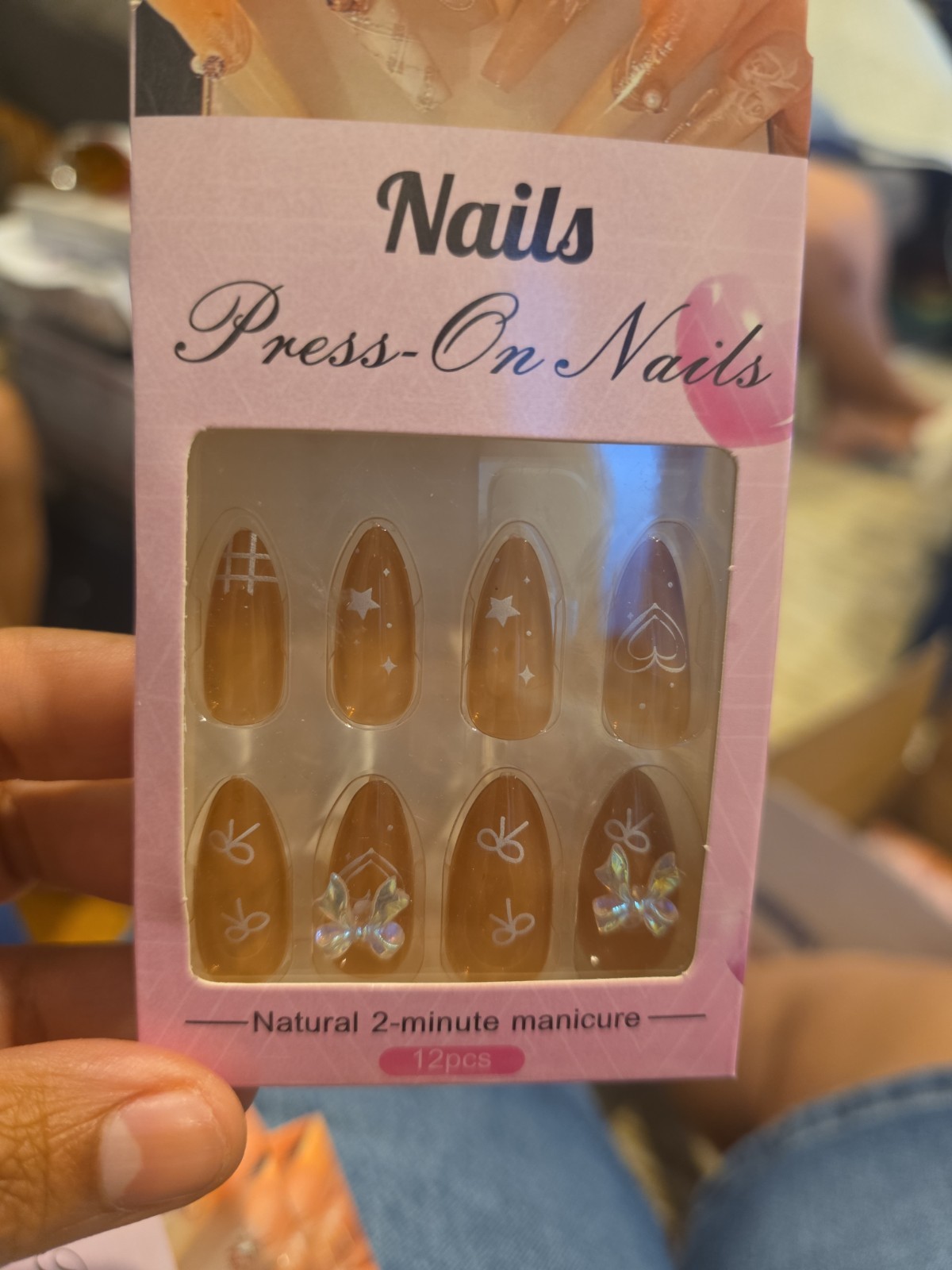 Nails Press On Nails Lot of 6 Packs Cute Strawberry Lemon Almond DIY Nail Kit