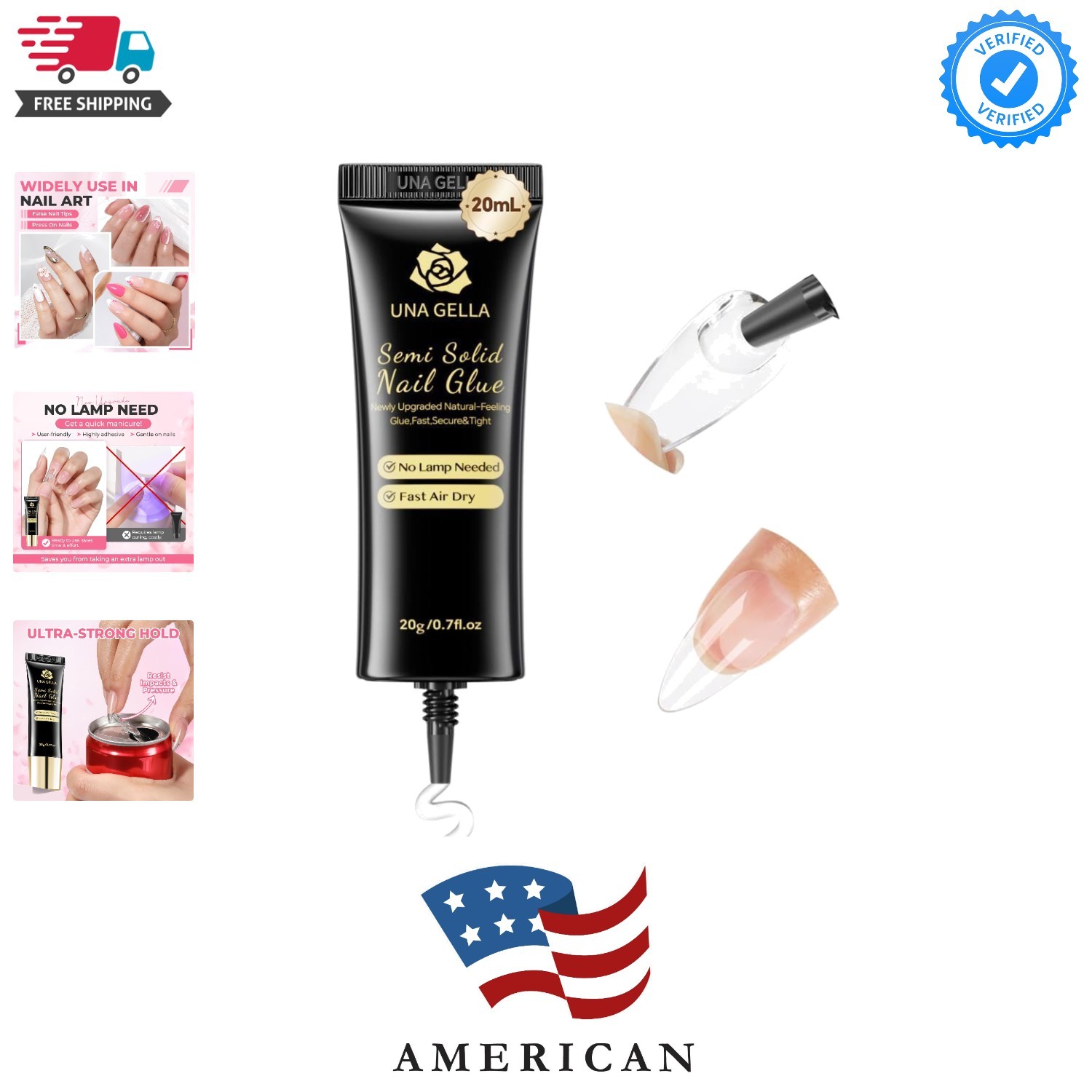 Super Strong Nail Glue for Press On Nails, 20ML No Lamp Need | Semi Solid Gel…