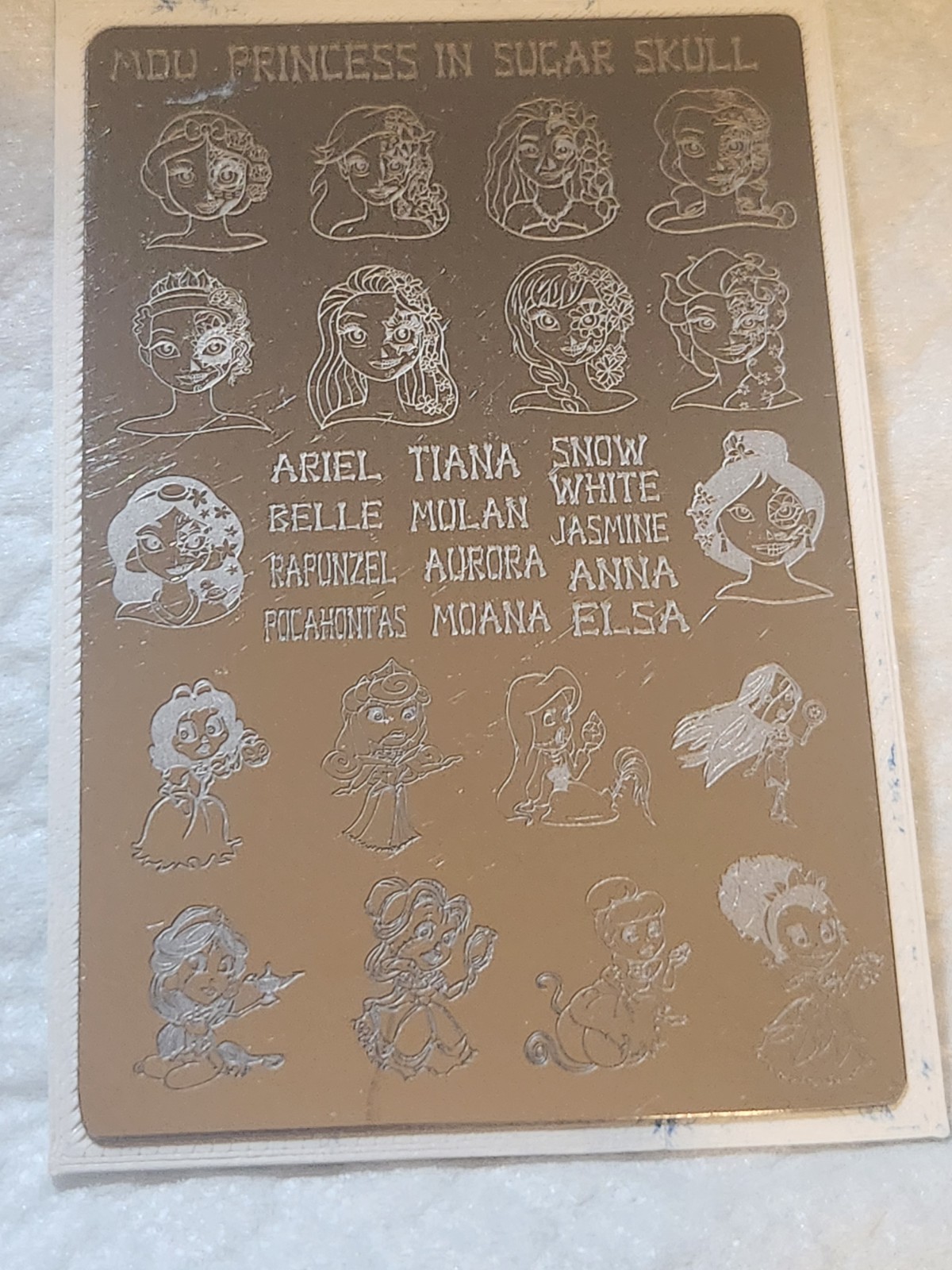 Mundo de Unas Disney Princess in Sugar Skull Nail Stamping Plate