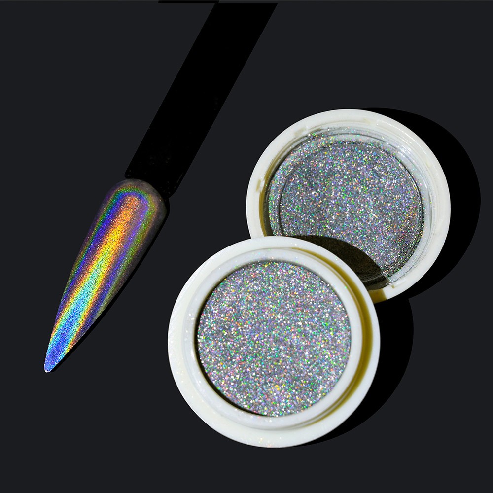1 Jar AURORA Chrome Nail Art Flakes Multi Chrome Chameleon Peacock Galaxy Chrome