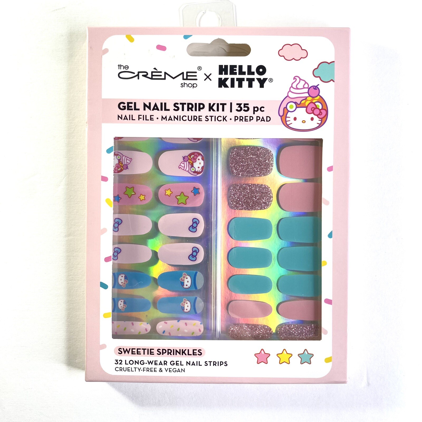 The Crème Shop X Hello Kitty Sweetie Sprinkles Gel Nail Strip Kit 35 Pc Set