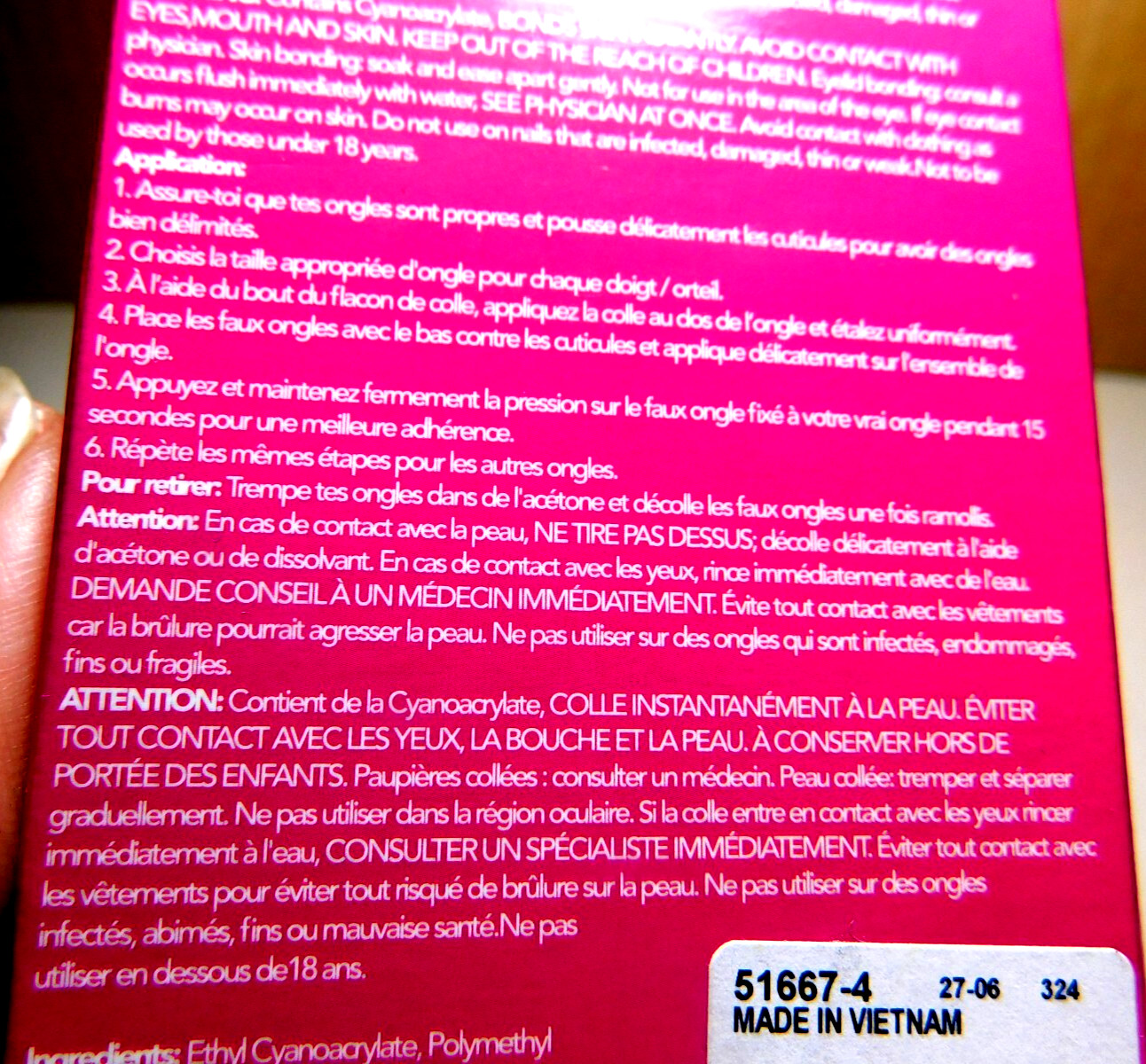 CBI Distributing Corp~Icing 24 Faux Nails Vegan BH.AN Pink & White Hearts&Flames