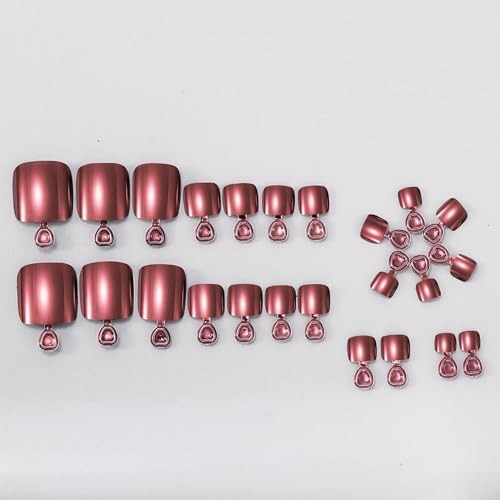 Metallic Pink Press On Toenails Pink Chrome Toe Nail Press Ons toenais-5