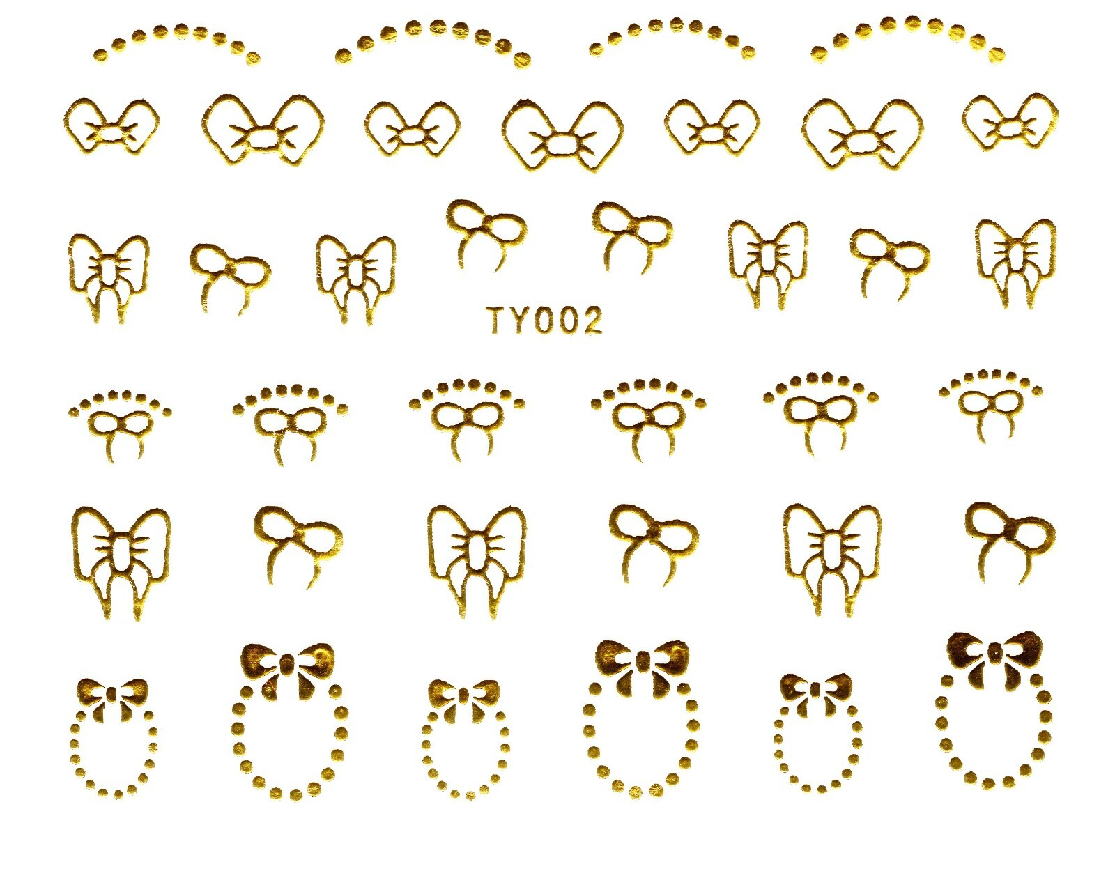 Nail Art 3D Decal Stickers Metallic Gold dot bow TY002