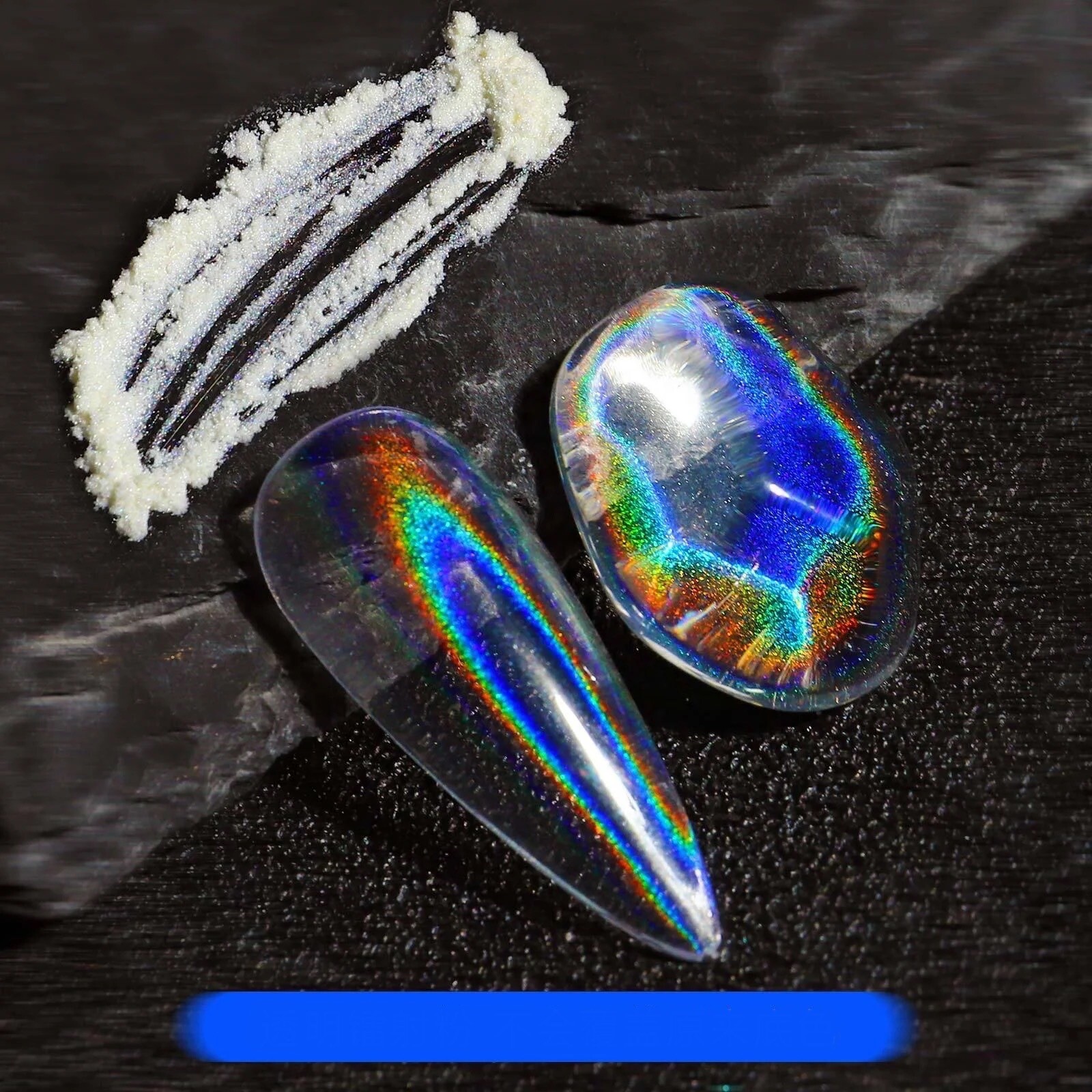 White Holographic Nail Chrome Powder Transparent Effect Clear Unicorn Rainbow