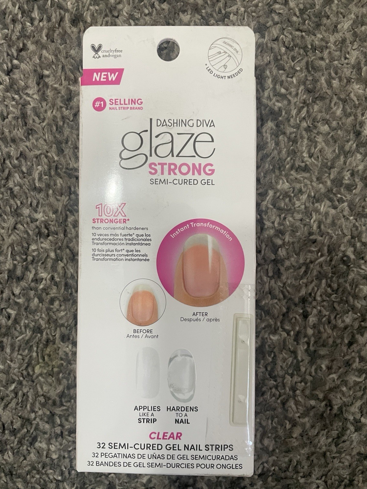 Dashing Diva Glaze Strong Clear Semi Cured Gel Nail Strips Transparent Crystal