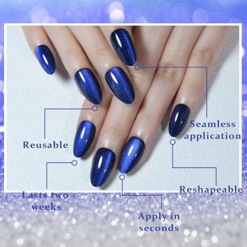Dark Blue Press on 30 Ounce (Pack of 1)) 30Pcs-Short Almond-09 Royal Blue