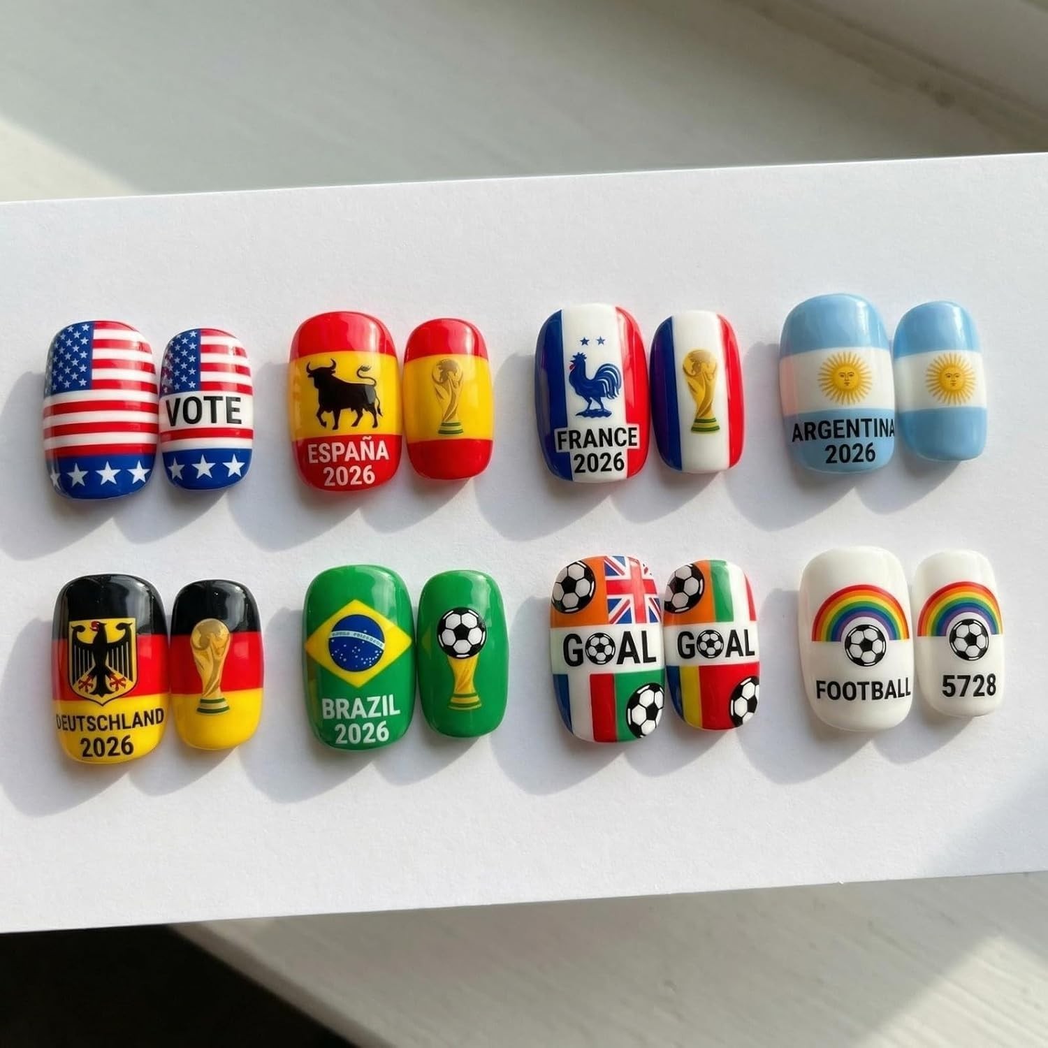 3 Sheets World Cups Nail Art Stickers 5D Self-Adhesive Embossed 2026 Soccer D…