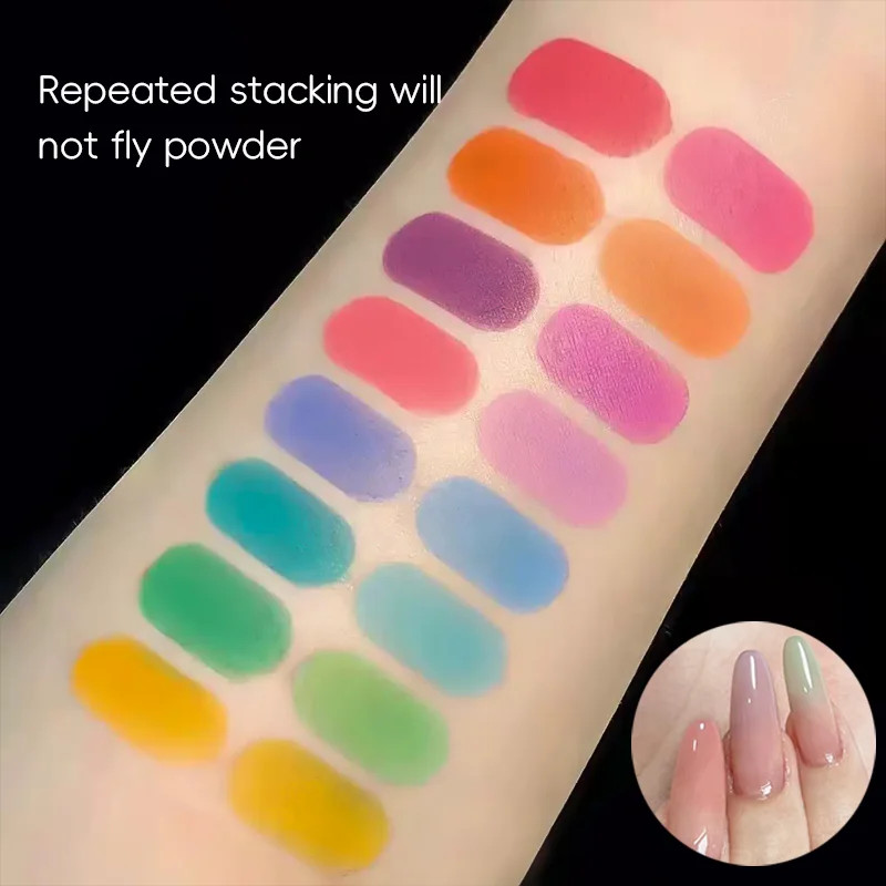 Colors Solid Rubbing Powder Nail Pigment Palette Set Gradient Ombre Nail Dust fo