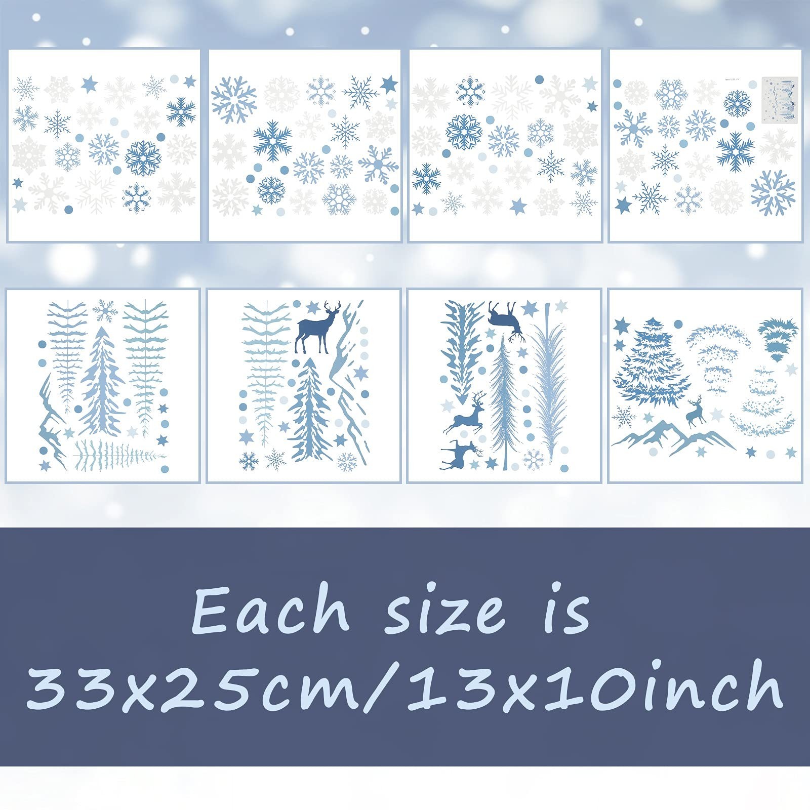 Teling 8 Pieces Winter Snowflake Wall Decals Stickers Dreamy Nursery Forest W…