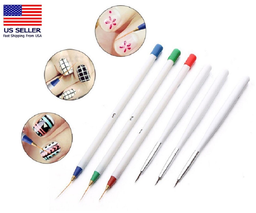 6 Nail Art Liner Brushes Set-Precision Design Brush Lines, Dotting & Drawing Pen