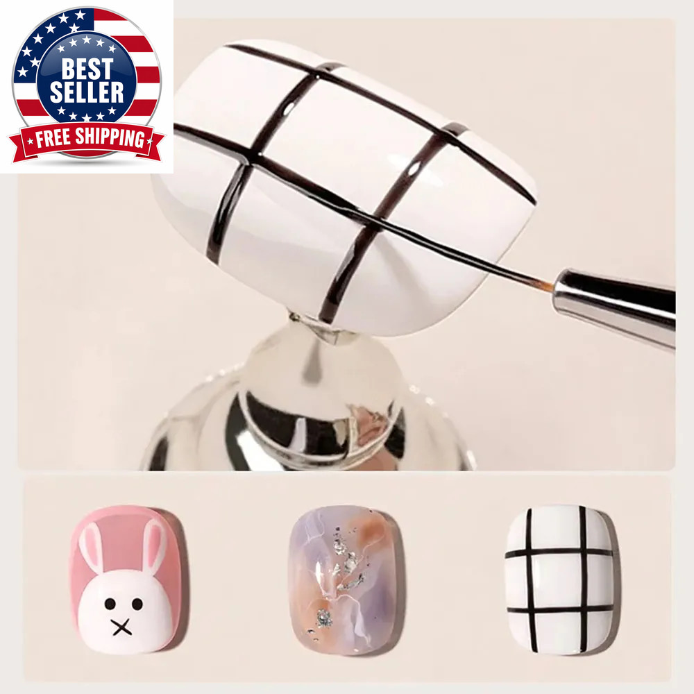 LINMANDA Metal round Top Nail Art Gel Extension Builder Painting Liner Brushes D