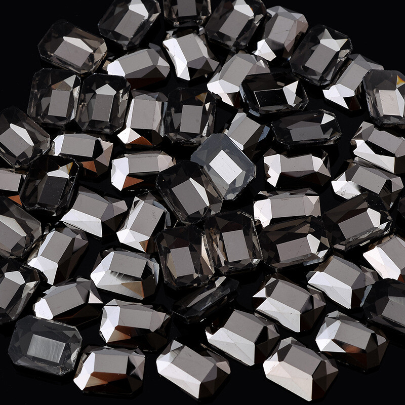 20pcs 6x8mm Nail Art Shaped Rectangular Flat Bottom Glass Rhinestone