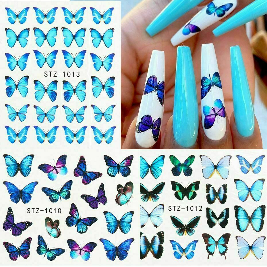 Butterfly Nail Stickers Waterproof Nail Art Design DIY Decal Pink Manicure NS12