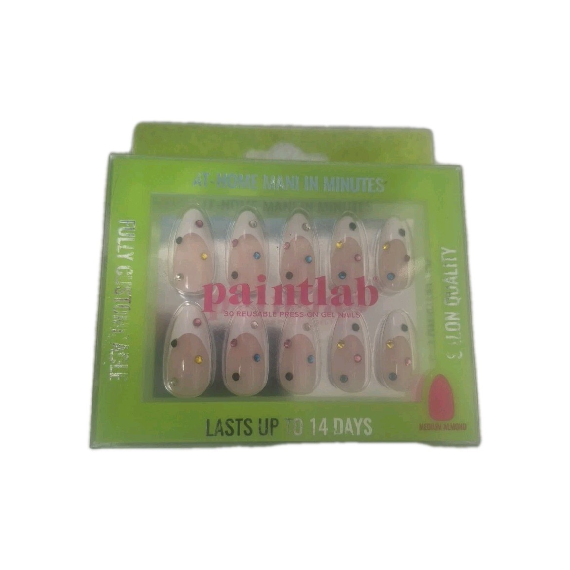 PAINTLAB Bejeweled Gel Press on Nail Art Kit, Almond Shape, 30 Count