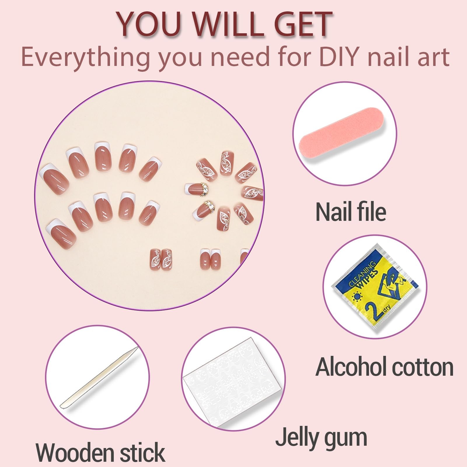 Medium Press On Nails, Acrylic Nails Press on, Medium Length Nail Press Ons F…