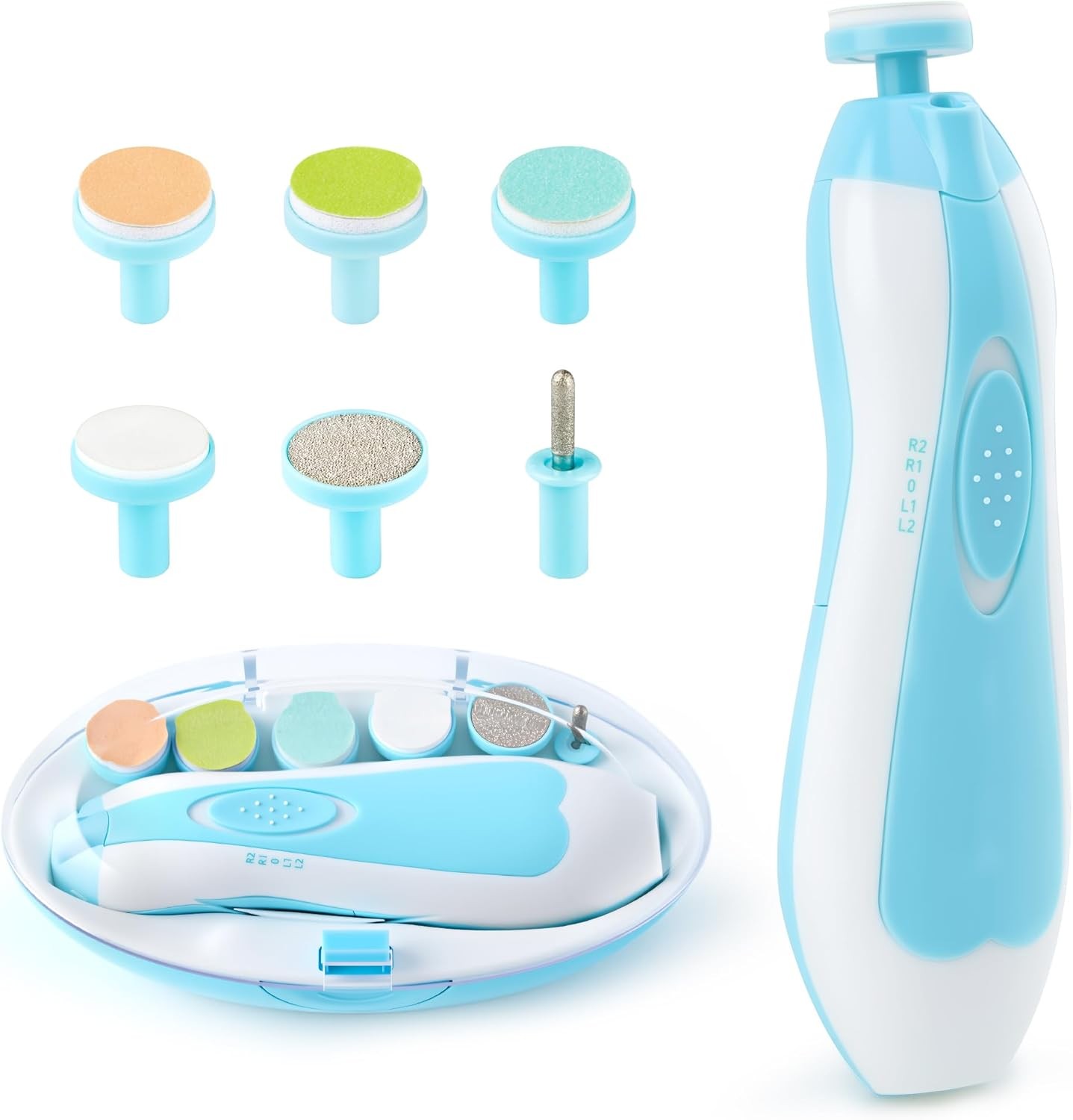 Baby Nail Trimmer File with Light Safe Electric Nail Clippers Kit for Newborn
