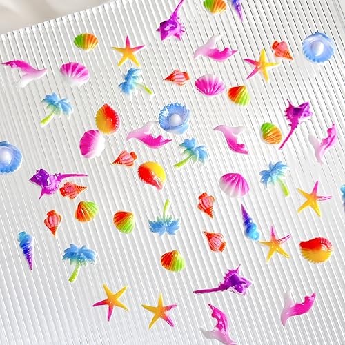 150PCS 3D Summer Beach Nail Charms Resin Ocean Theme Nail Rhinestones Style12