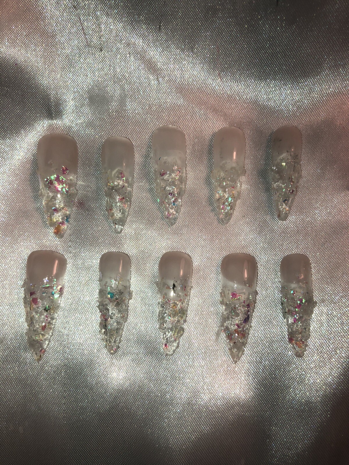 Z NAILZ! Z CLAWZ! Gorgeous Set Of Handmade Clear Holographic Gator PressOn Nails