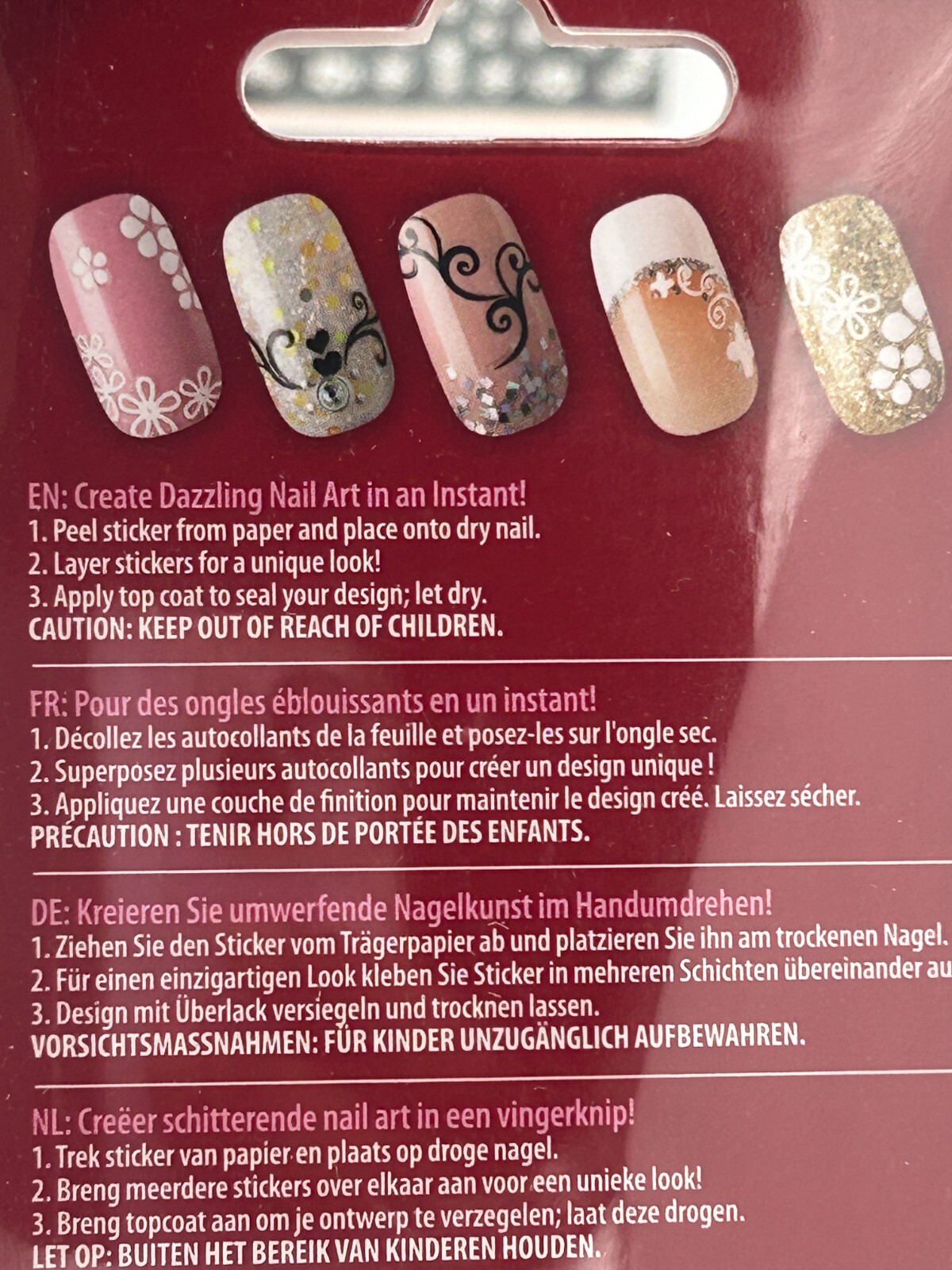 3-Pack Bundle Kiss Accent Nail Stickers Easy Peel-Off Application 55772
