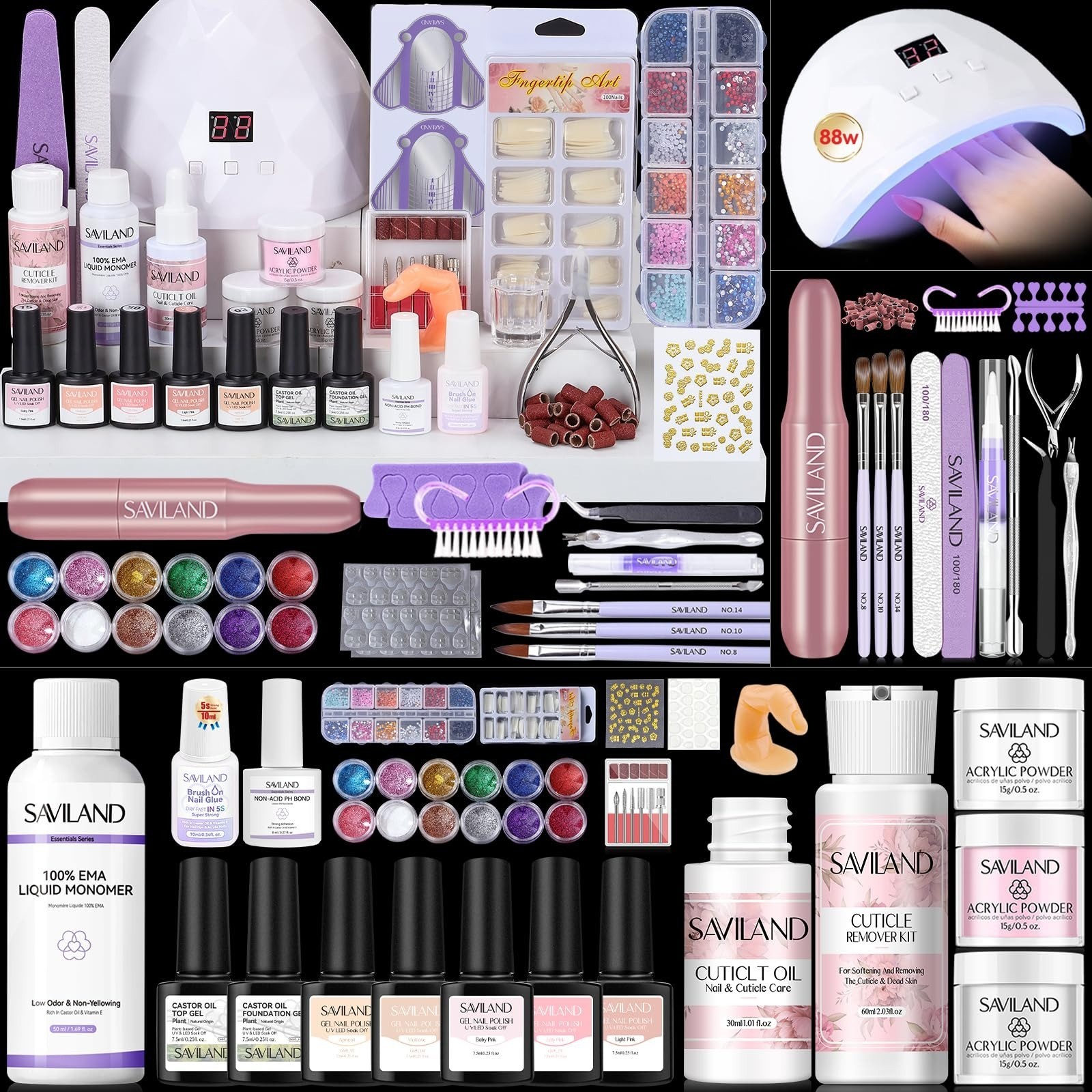 SAVILAND Acrylic Nail Kit with Drill – Professional Set for Beginners