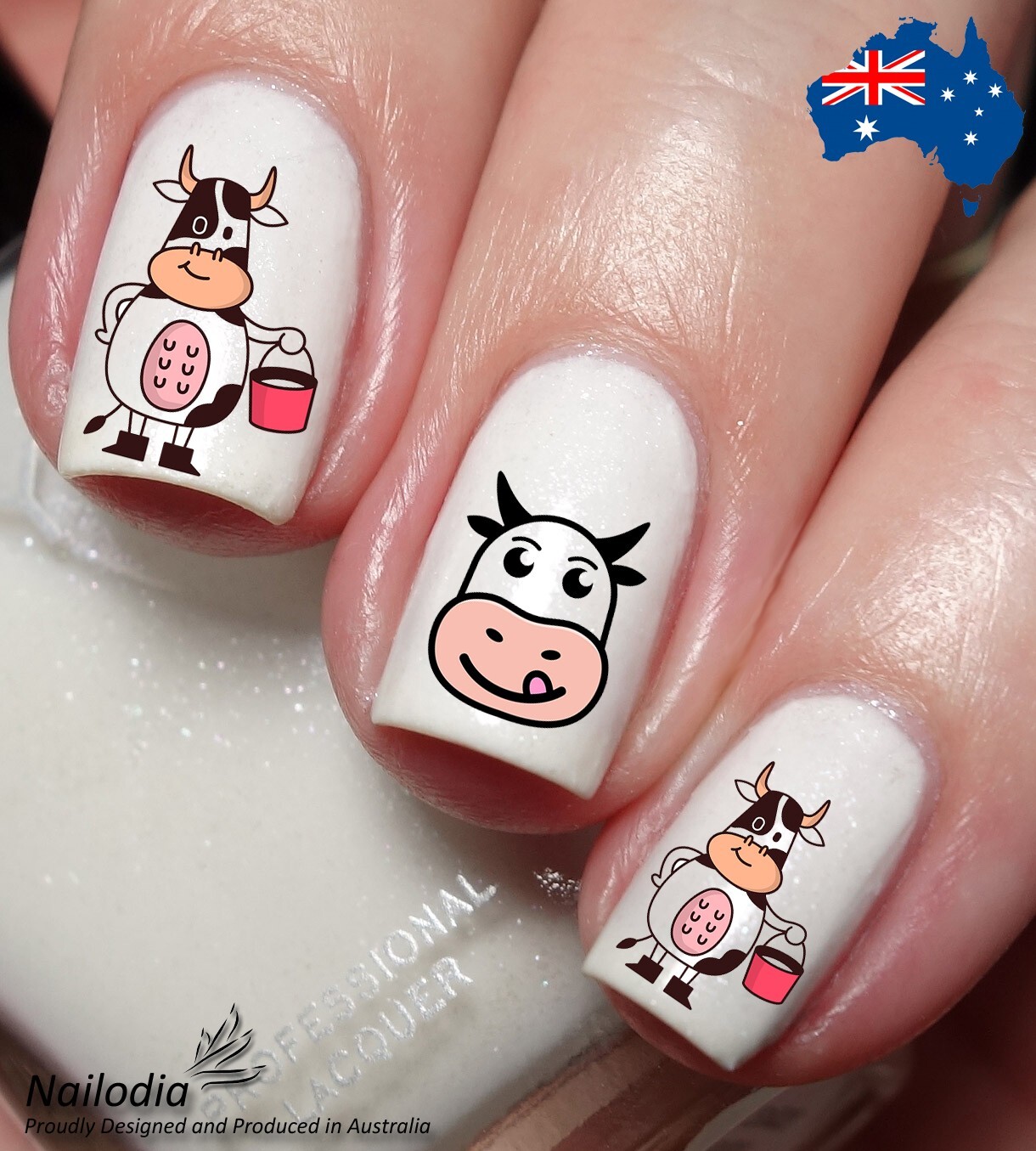 Cute Baby Cow Cattle Nail Art Decal Sticker Water Transfer Slider