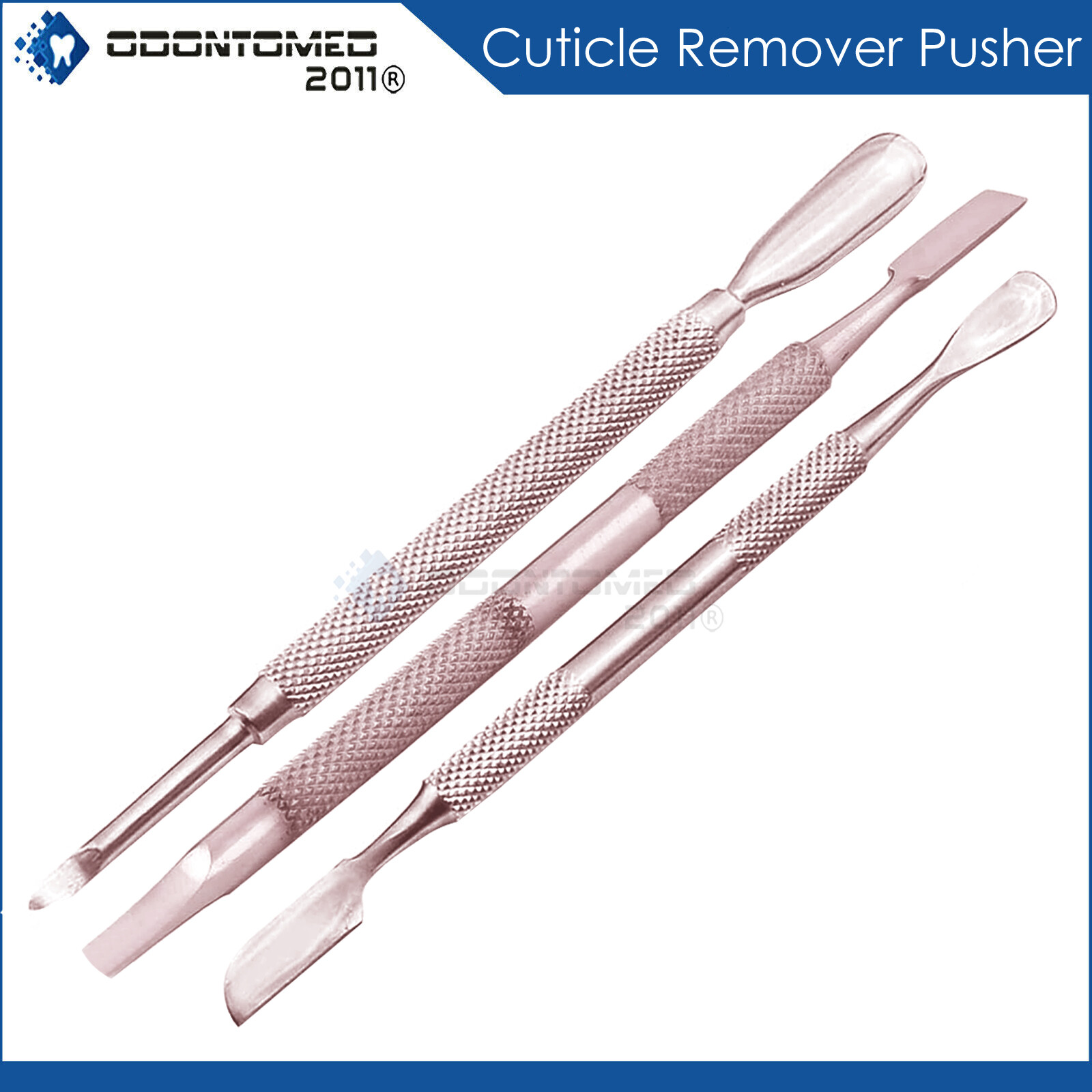 STAINLESS STEEL 3 PC SET MANICURE PEDICURE NAIL CARE TOOLS SPOON CUTICLE PUSHER
