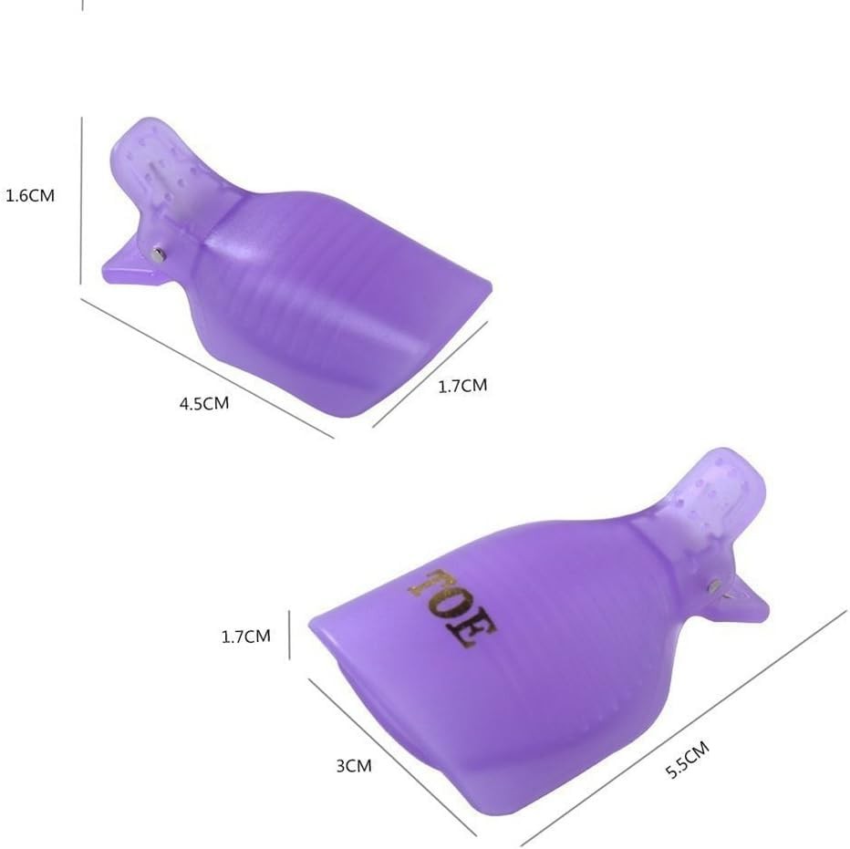 10Pcs Purple Useful Toenail Clips Nail Art Caps Soak Off UV Gel Clamp