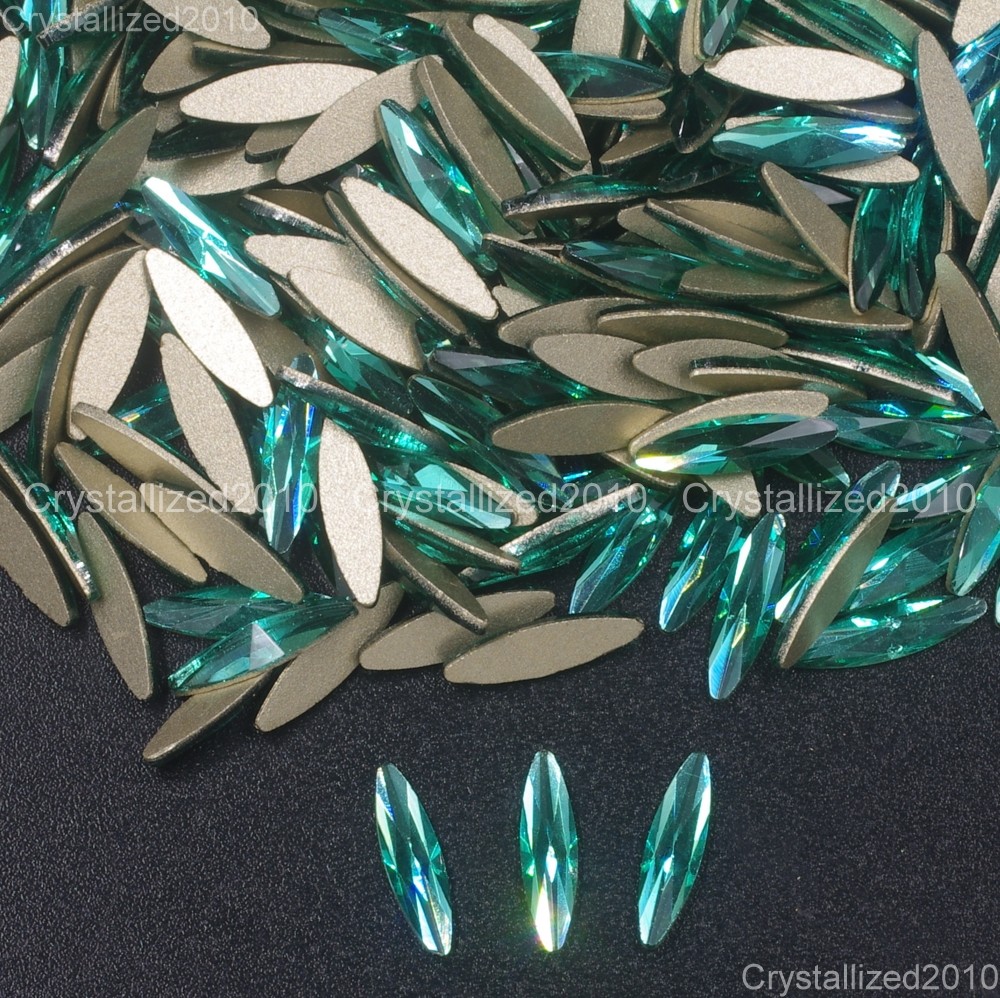 Top Quality Czech Crystal Rhinestone Navette Flatback Nail Art Decoration 3x11mm
