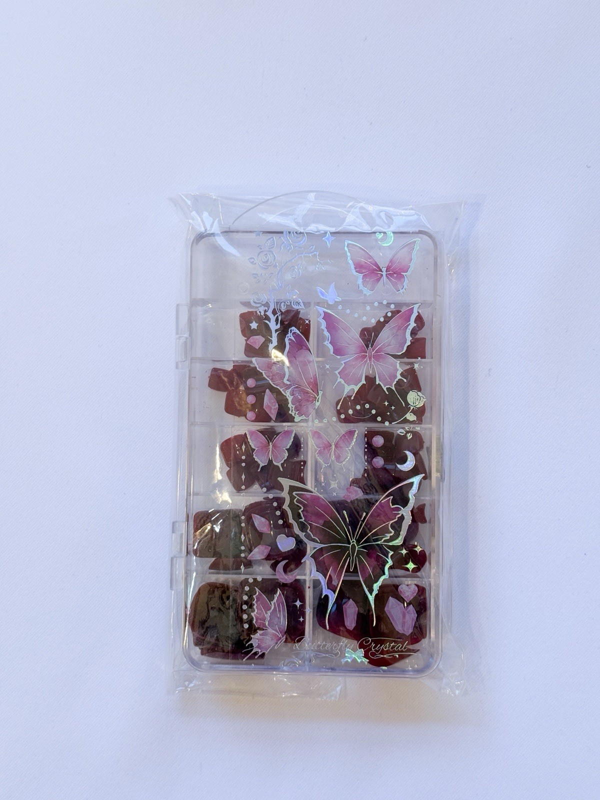 ❤️ Toenails Gorgeous Burgundy Butterfly Collection Press On