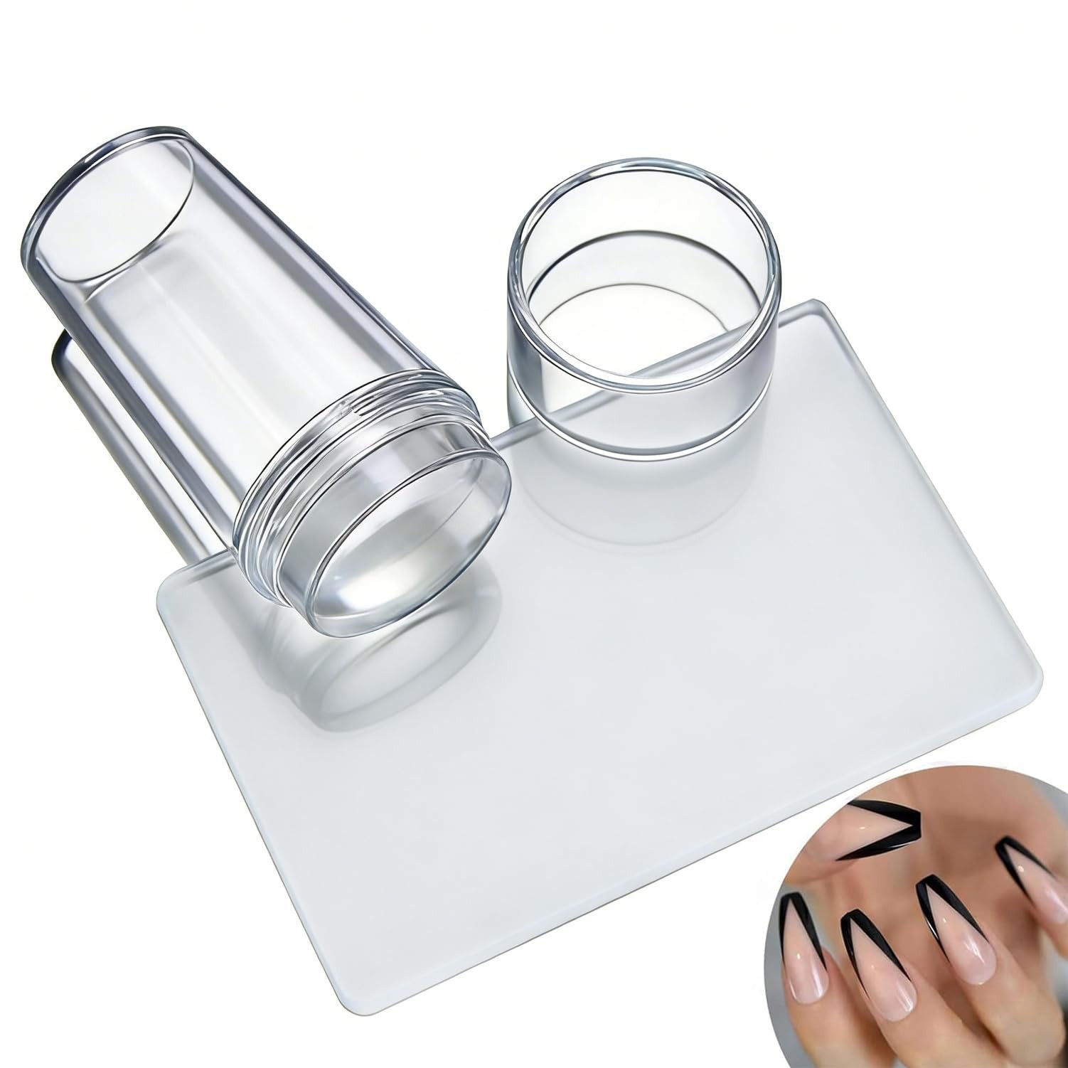 French Tip Tool Nail Art Stamper Kit Silicone Stamping Jelly with Scraper