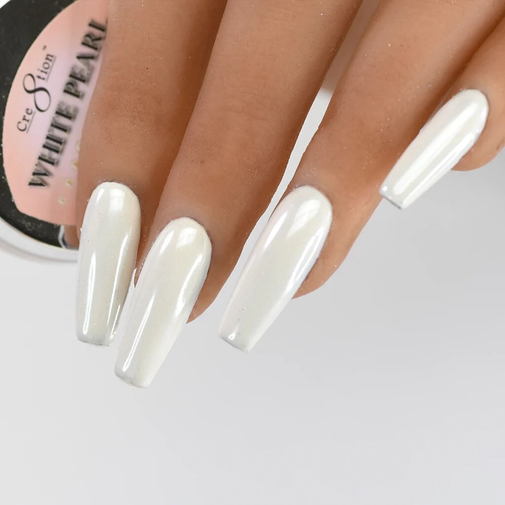 Cre8tion Chrome Nail Art Effect Powder 1g – White Pearl