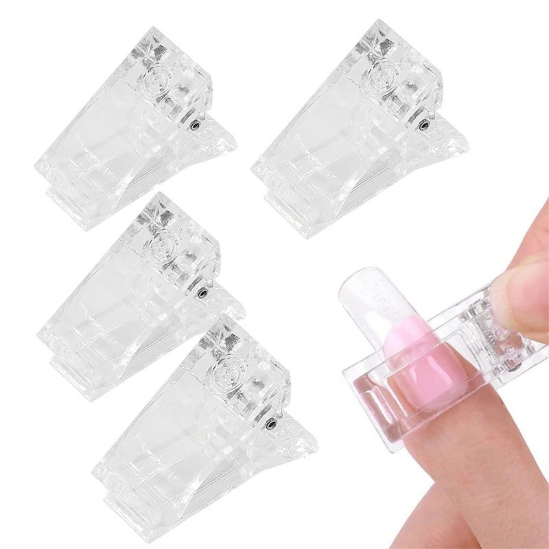 10PCS Transparent Acrylic Nail Extension Clips UV Gel Builder Clamp Tool