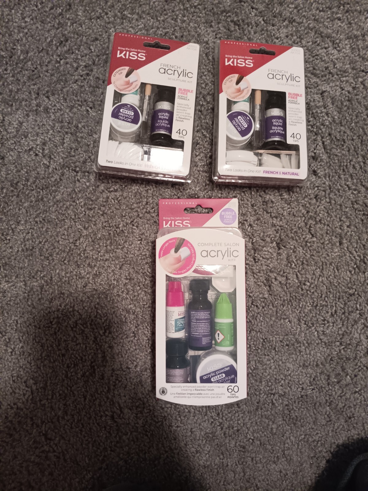 Large Lot Of Glue On Nails. 68 Boxes Total. 3 Acrylic Sculpture Kits. New.
